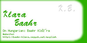 klara baahr business card